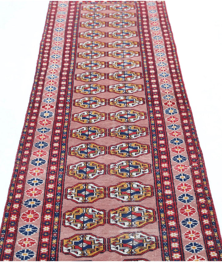 Peach Turkmen Bokhara Rug 2' 4" x 9' 11" Hand-Knotted | No. AT33013