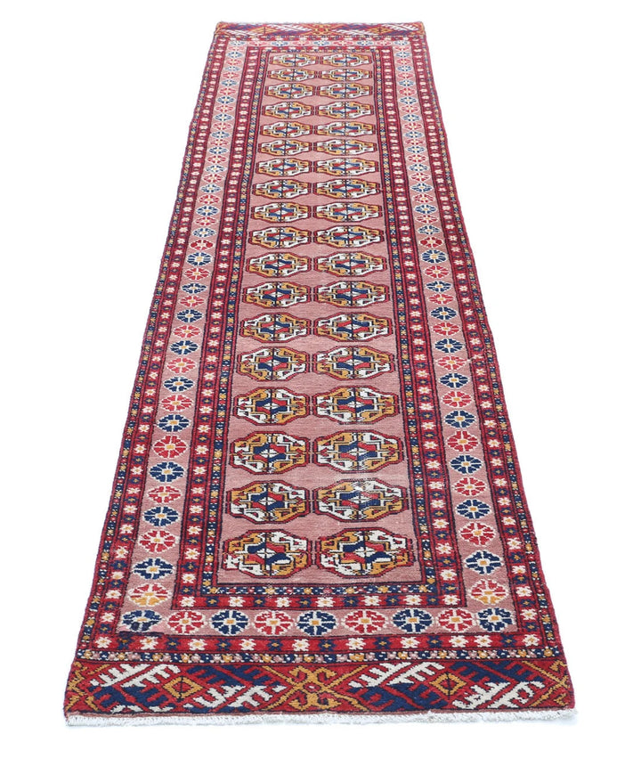 Peach Turkmen Bokhara Rug 2' 4" x 9' 11" Hand-Knotted | No. AT33013