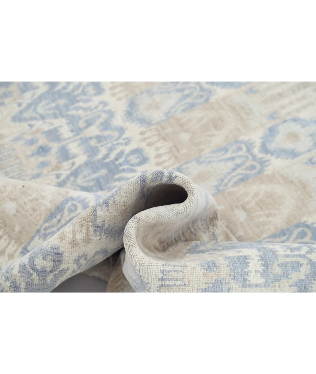 Ivory Afghan Oriental Rug 8' 3" x 10' 1" Hand-Knotted | No. AT330293