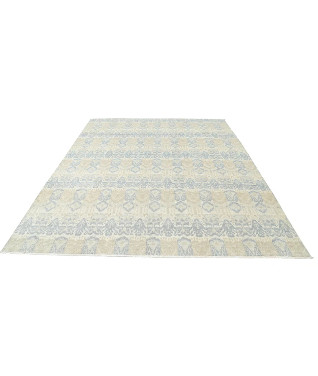 Ivory Afghan Oriental Rug 8' 3" x 10' 1" Hand-Knotted | No. AT330293