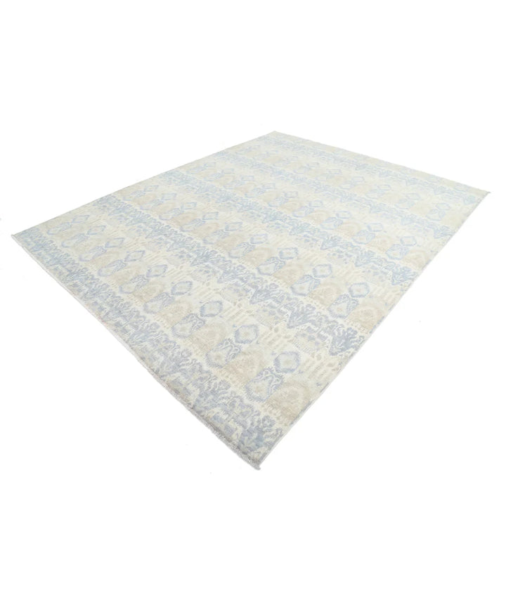 Ivory Afghan Oriental Rug 8' 3" x 10' 1" Hand-Knotted | No. AT330293