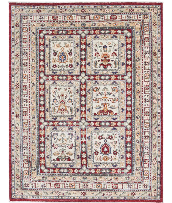 Afghan Bakhtiari Rug 4' 10" x 6' 5" Hand-Knotted | No. AT33165