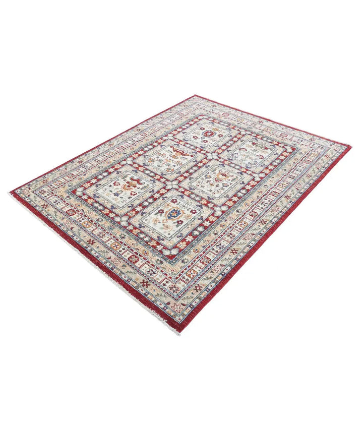 Afghan Bakhtiari Rug 4' 10" x 6' 5" Hand-Knotted | No. AT33165