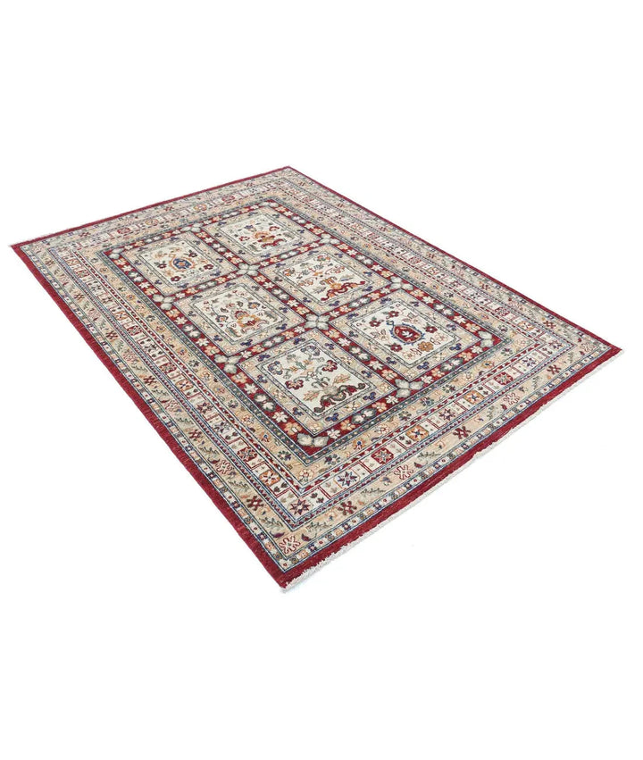 Afghan Bakhtiari Rug 4' 10" x 6' 5" Hand-Knotted | No. AT33165