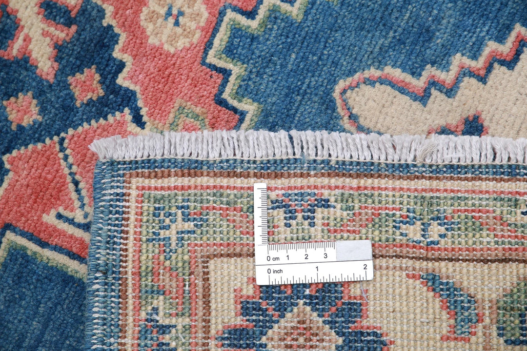 Afghan Kazak Rug 3' 2" x 4' 10" Hand-Knotted | No. AT33182