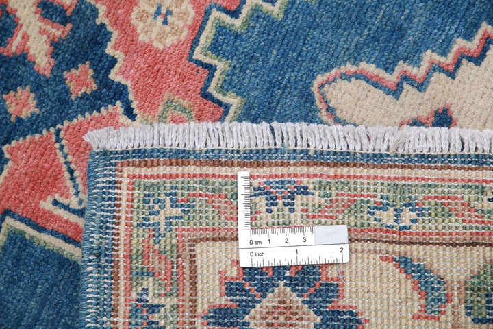 Afghan Kazak Rug 3' 2" x 4' 10" Hand-Knotted | No. AT33182