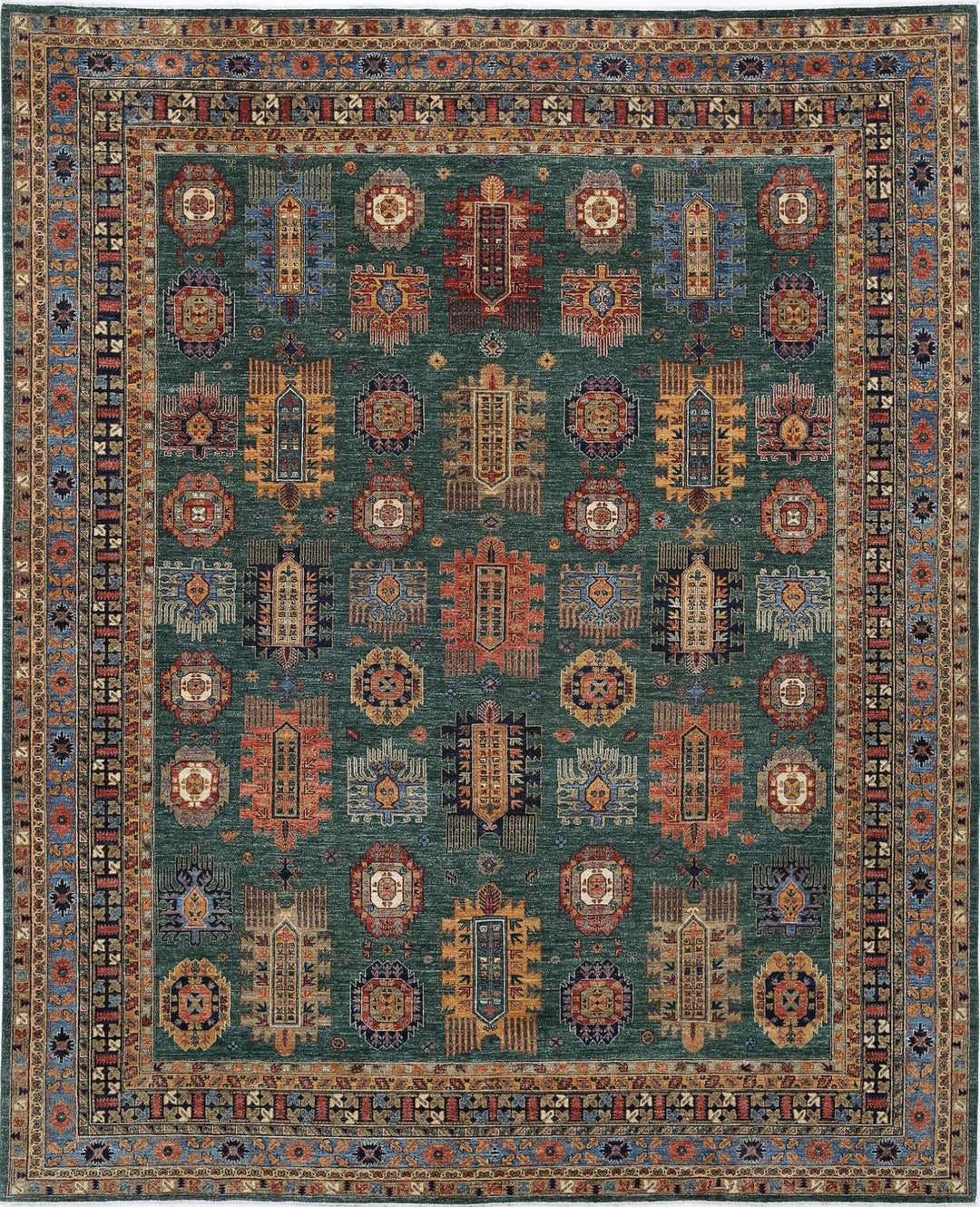 Afghan Nomadic Caucasian Humna Rug 11' 9" x 14' 7" Hand-Knotted | No. AT33348