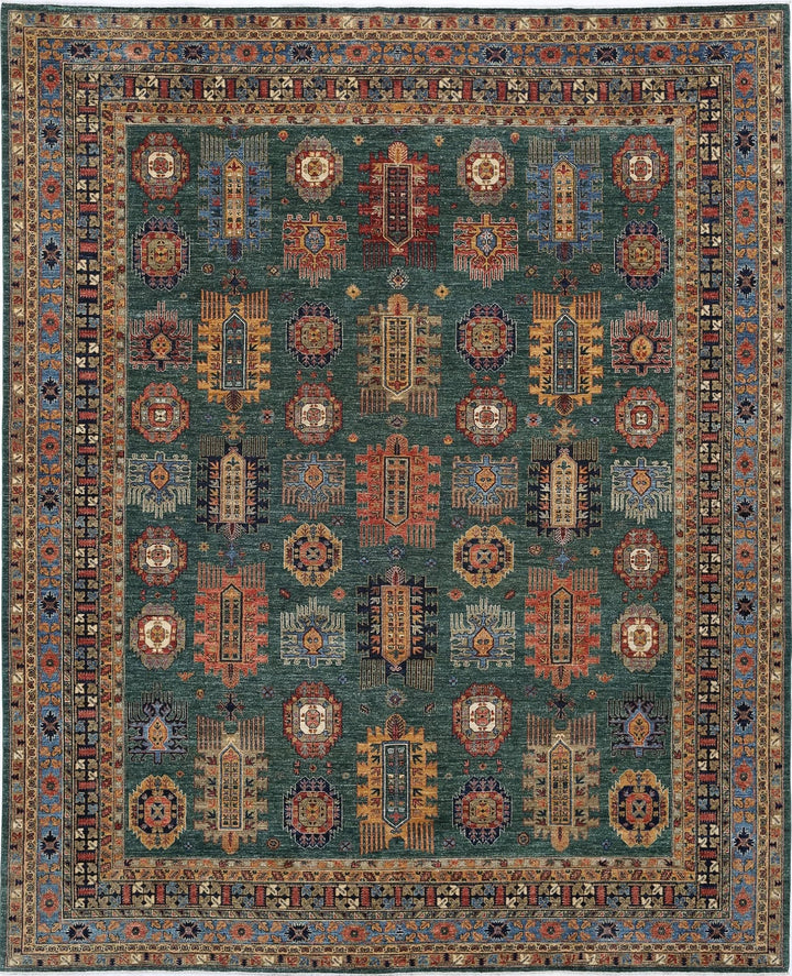 Afghan Nomadic Caucasian Humna Rug 11' 9" x 14' 7" Hand-Knotted | No. AT33348