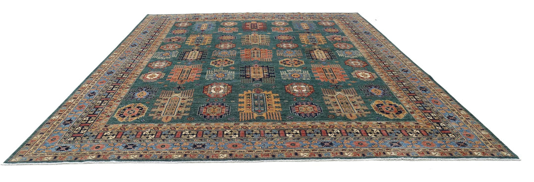 Afghan Nomadic Caucasian Humna Rug 11' 9" x 14' 7" Hand-Knotted | No. AT33348