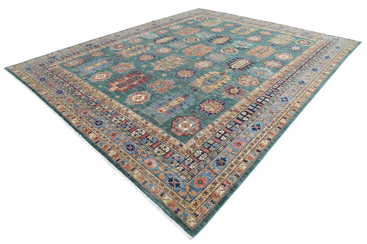 Afghan Nomadic Caucasian Humna Rug 11' 9" x 14' 7" Hand-Knotted | No. AT33348