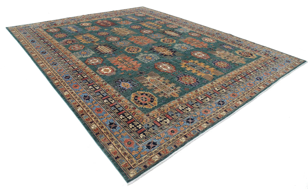 Afghan Nomadic Caucasian Humna Rug 11' 9" x 14' 7" Hand-Knotted | No. AT33348