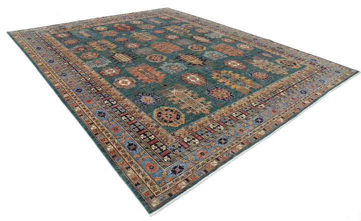 Afghan Nomadic Caucasian Humna Rug 11' 9" x 14' 7" Hand-Knotted | No. AT33348