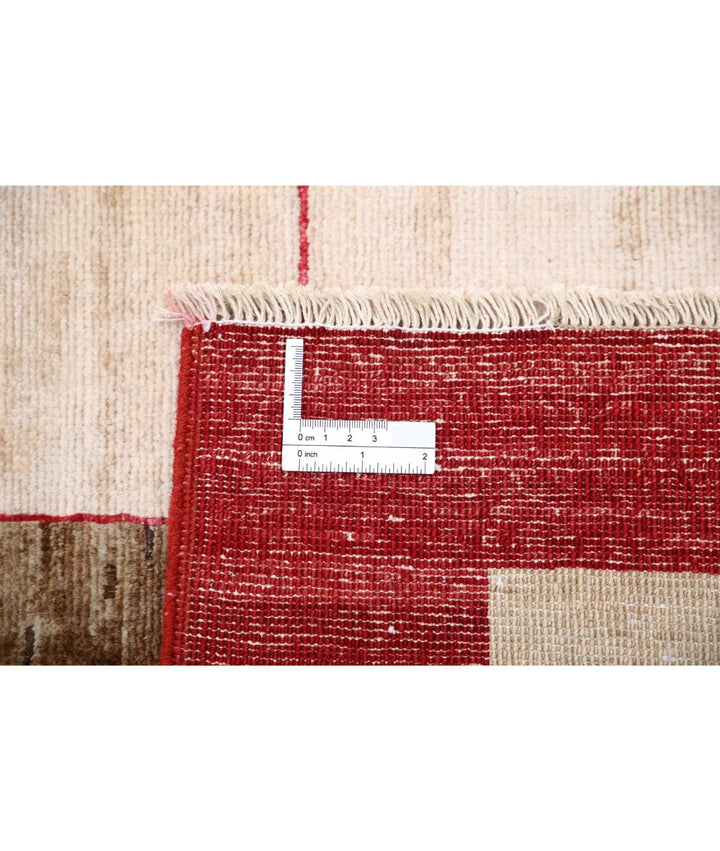 Beige Afghan Modcar Rug 9' 0" x 11' 8" Hand-Knotted | No. AT33388