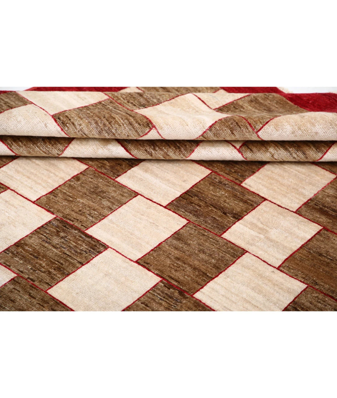 Beige Afghan Modcar Rug 9' 0" x 11' 8" Hand-Knotted | No. AT33388