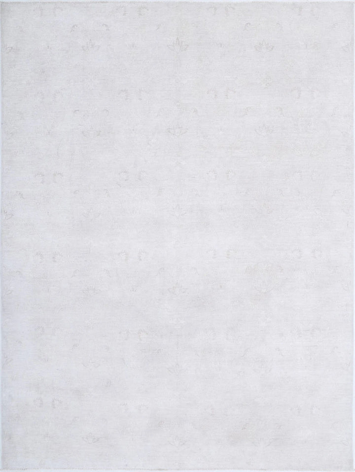 Ivory Afghan Tabriz Rug 8' 9" x 11' 7" Hand-Knotted | No. AT33394
