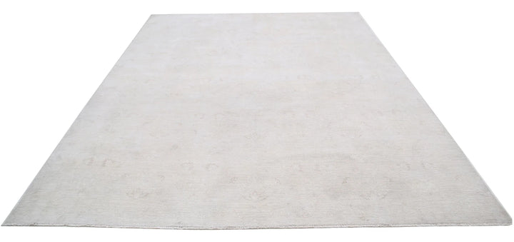 Ivory Afghan Tabriz Rug 8' 9" x 11' 7" Hand-Knotted | No. AT33394