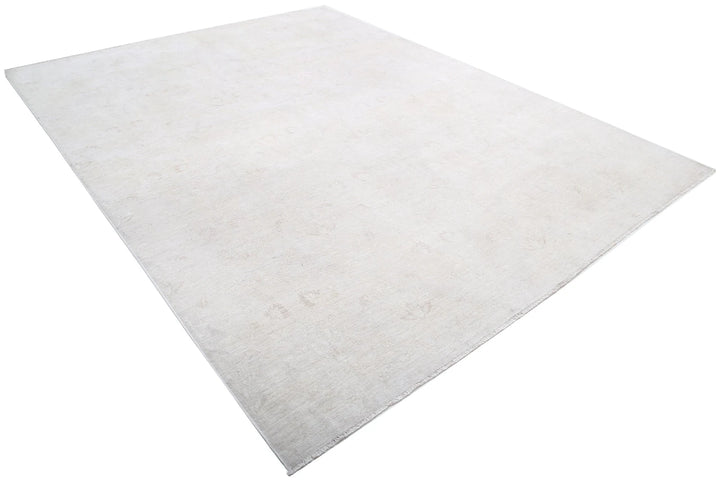 Ivory Afghan Tabriz Rug 8' 9" x 11' 7" Hand-Knotted | No. AT33394