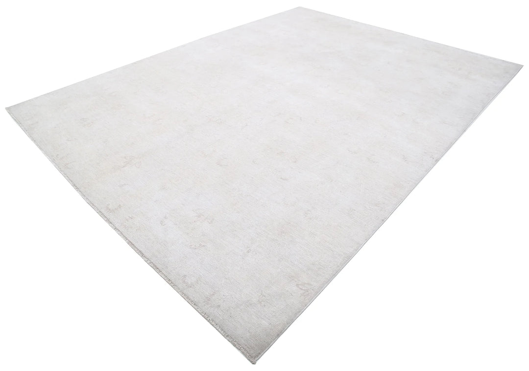 Ivory Afghan Tabriz Rug 8' 9" x 11' 7" Hand-Knotted | No. AT33394