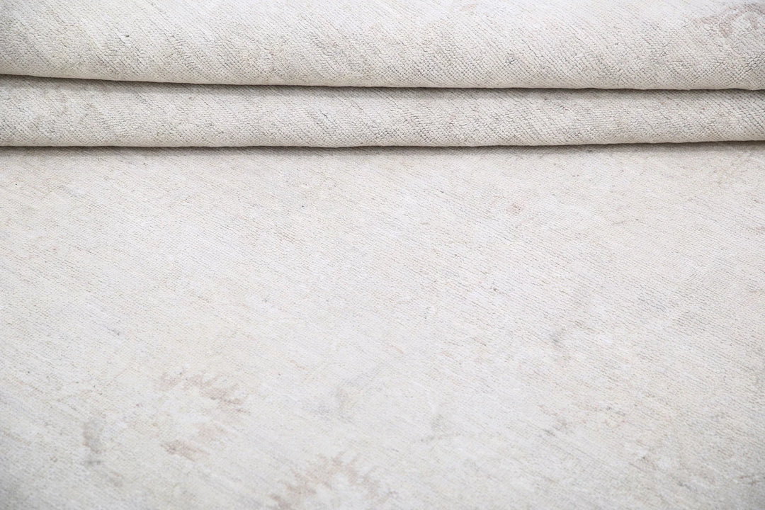 Ivory Afghan Tabriz Rug 8' 9" x 11' 7" Hand-Knotted | No. AT33394
