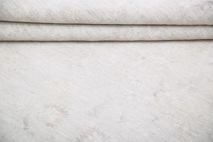 Ivory Afghan Tabriz Rug 8' 9" x 11' 7" Hand-Knotted | No. AT33394