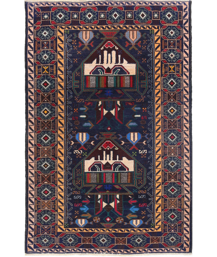 Red Afghan Tribal Rug 2' 9" x 4' 5" Hand-Knotted | No. AT33413