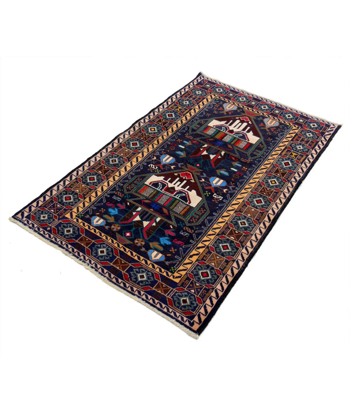 Red Afghan Tribal Rug 2' 9" x 4' 5" Hand-Knotted | No. AT33413