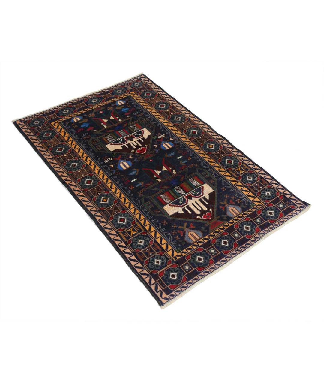 Red Afghan Tribal Rug 2' 9" x 4' 5" Hand-Knotted | No. AT33413