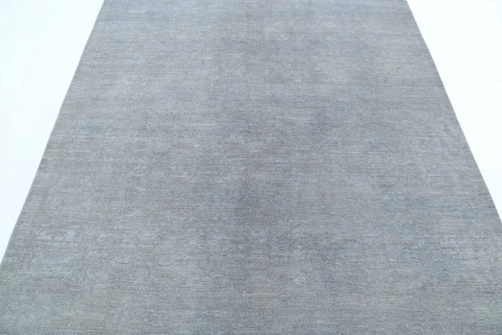 Grey Afghan Overdye Rug 6' 1" x 8' 8" Hand-Knotted | No. AT33463