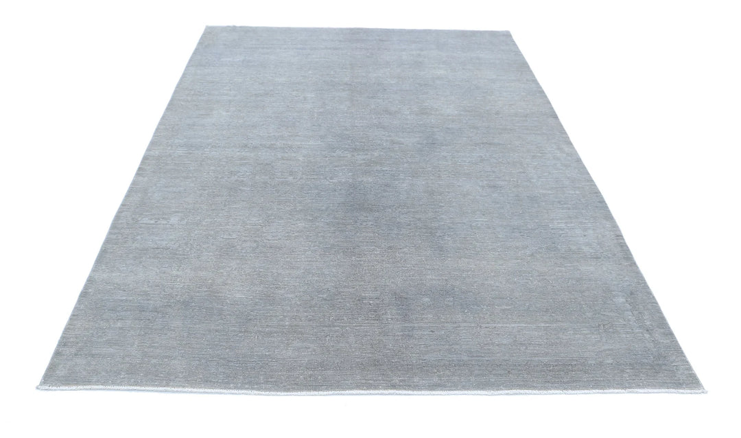 Grey Afghan Overdye Rug 6' 1" x 8' 8" Hand-Knotted | No. AT33463