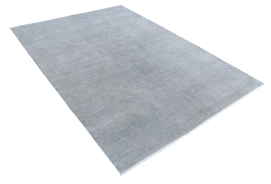 Grey Afghan Overdye Rug 6' 1" x 8' 8" Hand-Knotted | No. AT33463