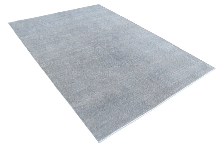 Grey Afghan Overdye Rug 6' 1" x 8' 8" Hand-Knotted | No. AT33463