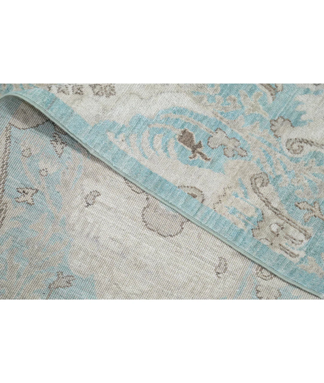 Green Afghan Oriental Rug 7' 11" x 9' 5" Hand-Knotted | No. AT33474