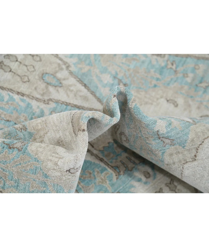 Green Afghan Oriental Rug 7' 11" x 9' 5" Hand-Knotted | No. AT33474