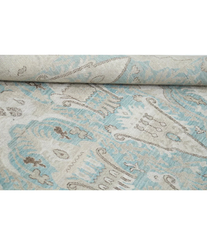 Green Afghan Oriental Rug 7' 11" x 9' 5" Hand-Knotted | No. AT33474