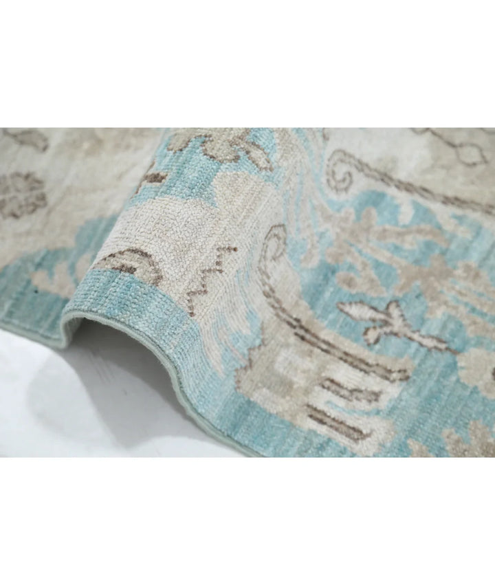 Green Afghan Oriental Rug 7' 11" x 9' 5" Hand-Knotted | No. AT33474