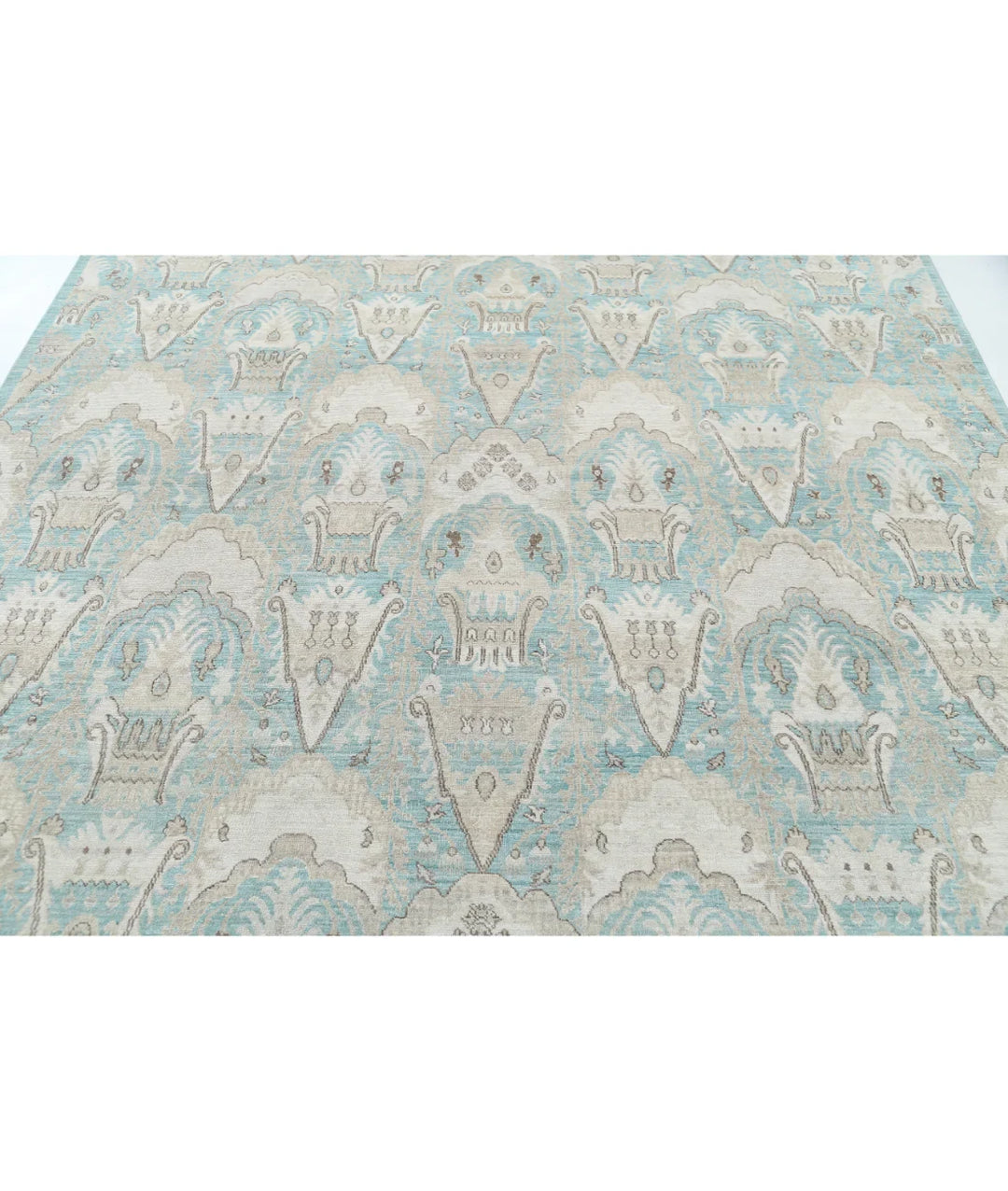 Green Afghan Oriental Rug 7' 11" x 9' 5" Hand-Knotted | No. AT33474