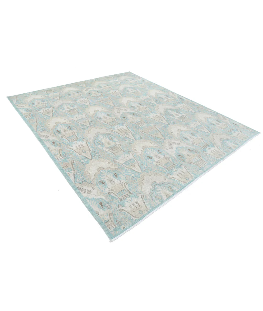 Green Afghan Oriental Rug 7' 11" x 9' 5" Hand-Knotted | No. AT33474