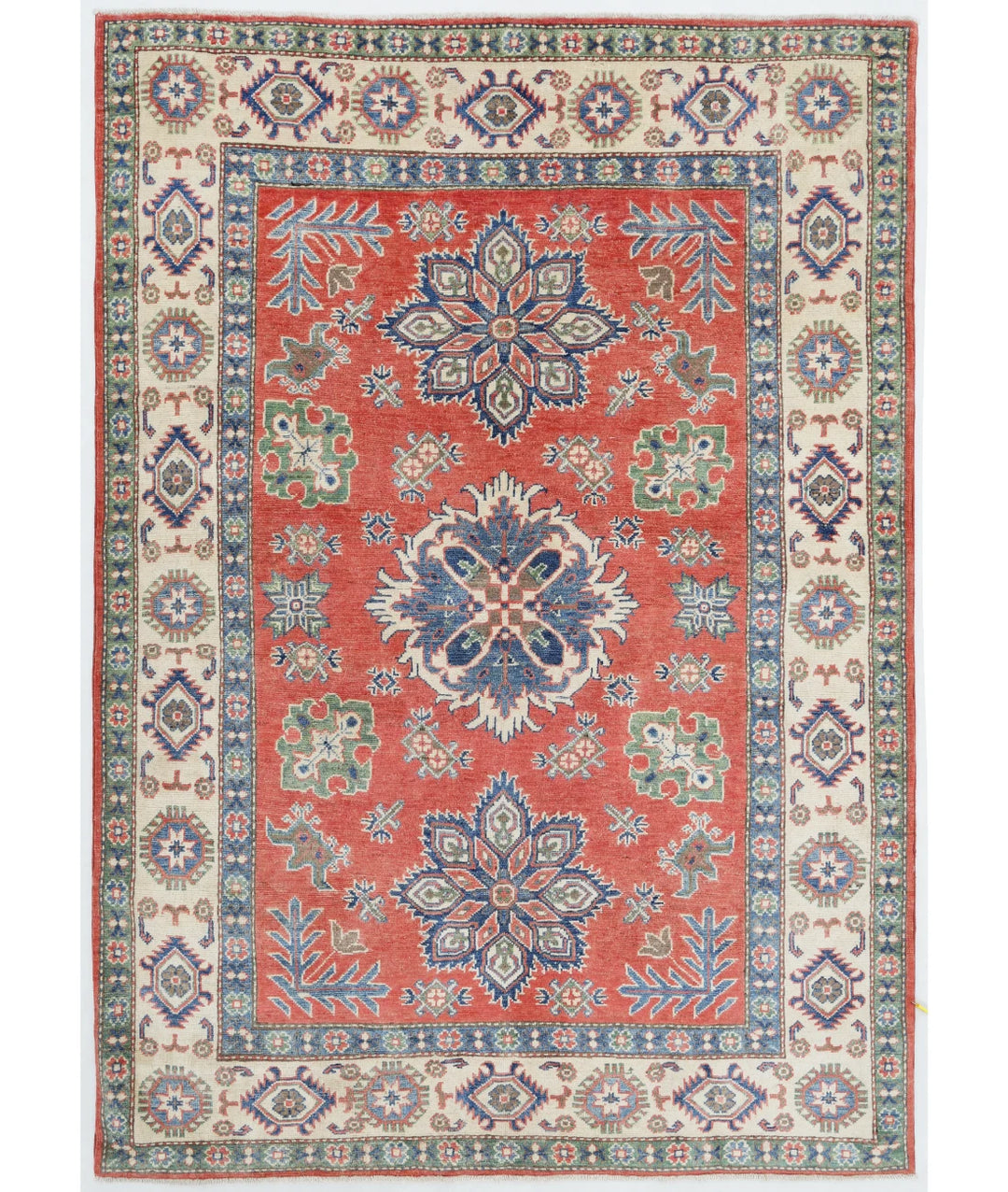 Afghan Kazak Rug 5' 0" x 7' 0" Hand-Knotted | No. AT33578