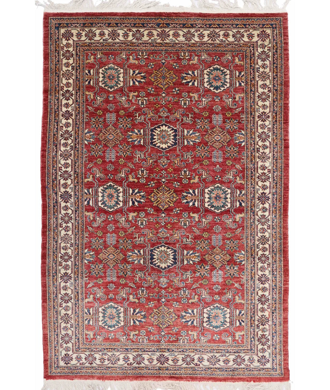 Afghan Kazak Rug 5' 10" x 9' 1" Hand-Knotted | No. AT33620