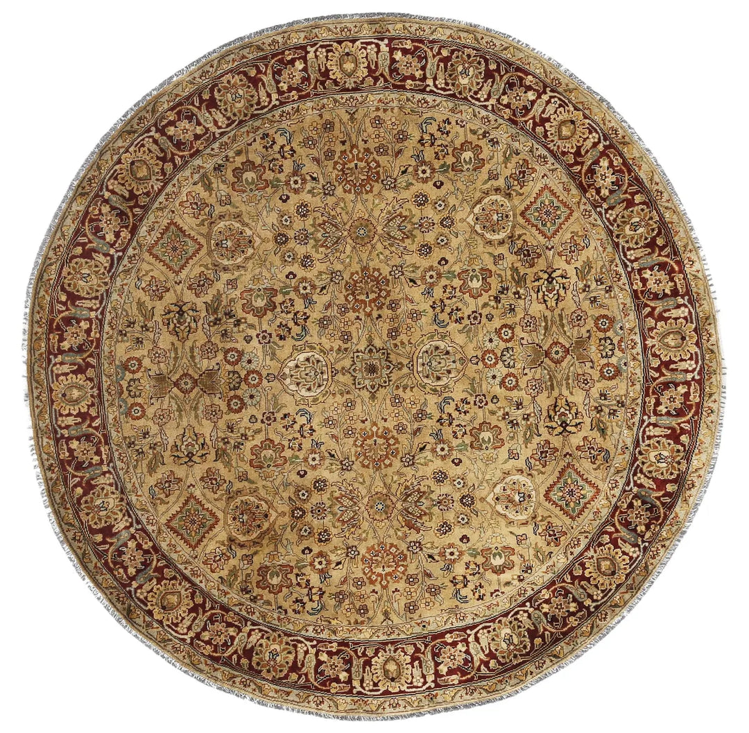Ivory Indian Ziegler Rug 6' 7" x 6' 8" Hand-Knotted | No. AT33671