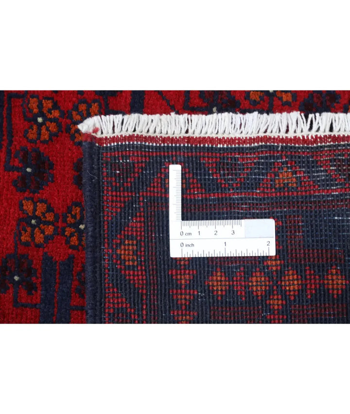 Red Afghan Khamyab Rug 2' 8" x 9' 6" Hand-Knotted | No. AT33770