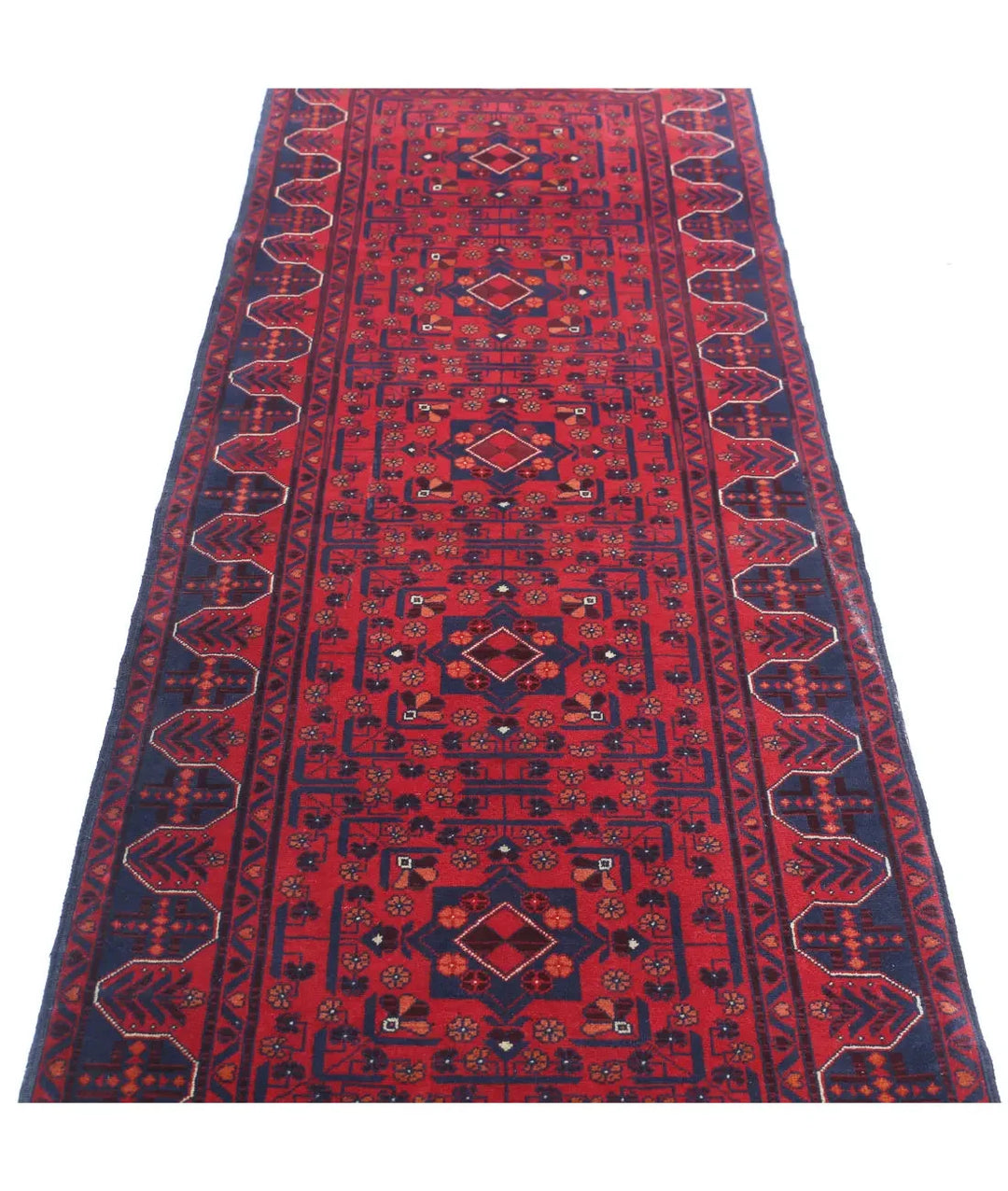 Red Afghan Khamyab Rug 2' 8" x 9' 6" Hand-Knotted | No. AT33770