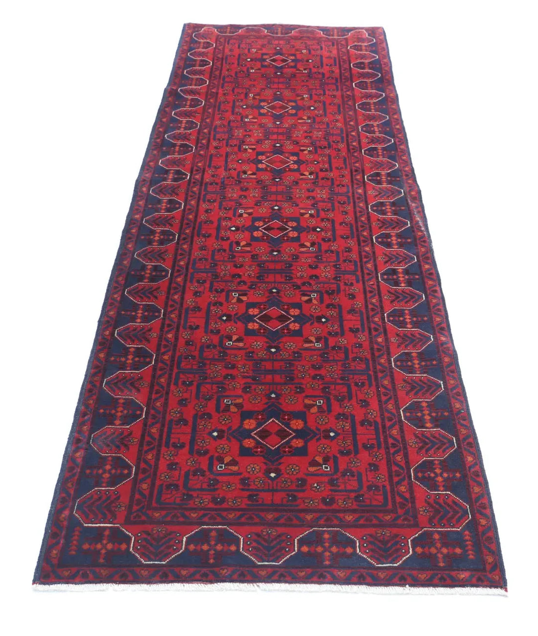 Red Afghan Khamyab Rug 2' 8" x 9' 6" Hand-Knotted | No. AT33770