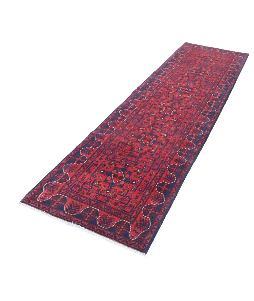 Red Afghan Khamyab Rug 2' 8" x 9' 6" Hand-Knotted | No. AT33770