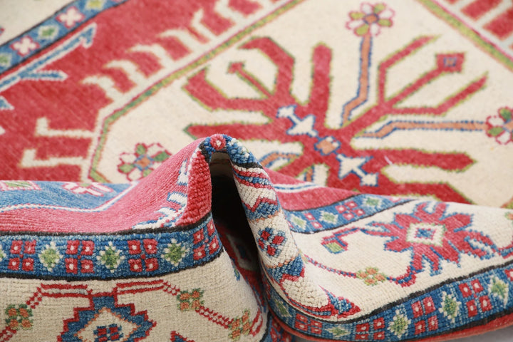 Afghan Kazak Rug 3' 4" x 5' 3" Hand-Knotted | No. AT33850