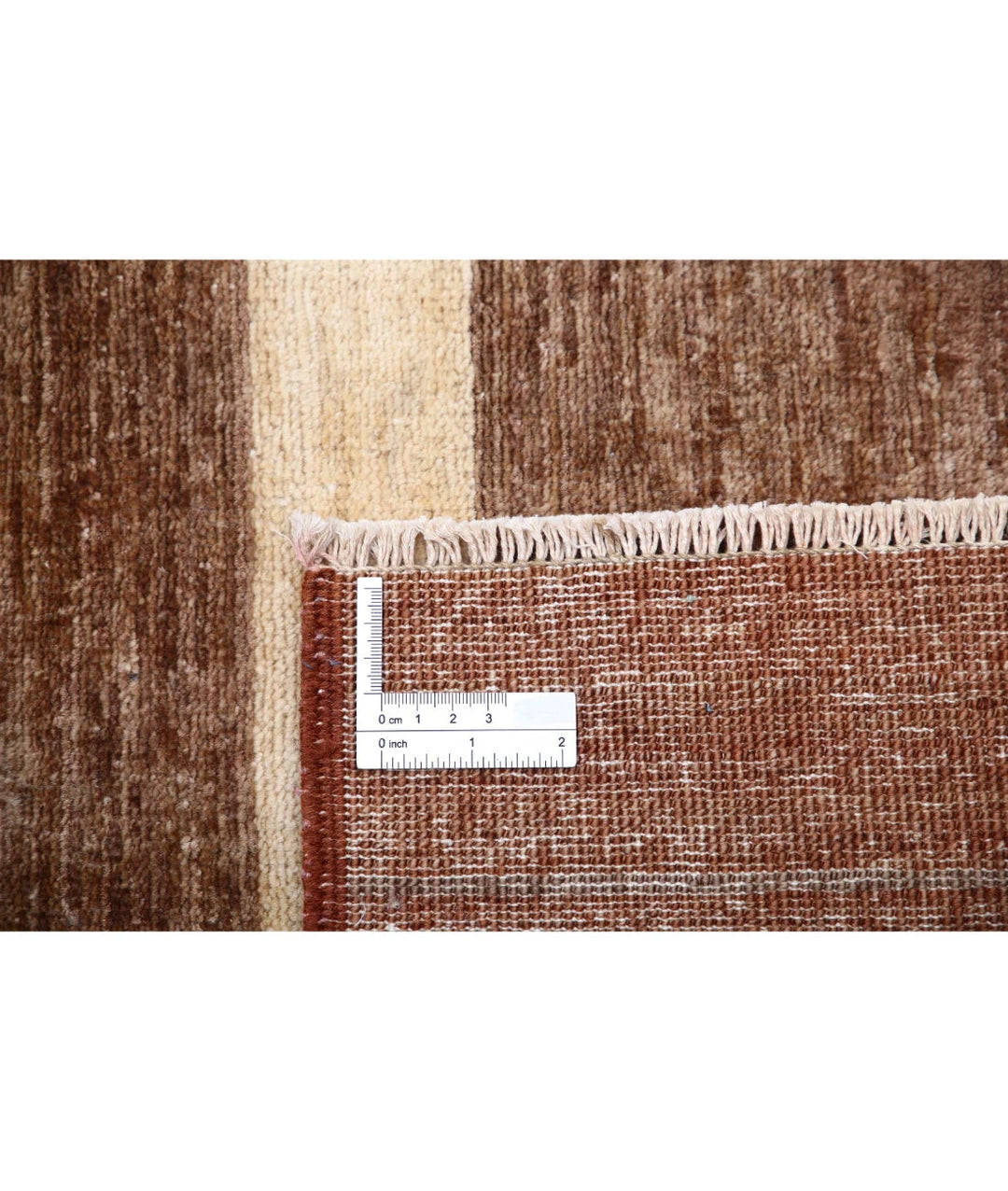Beige Afghan Modcar Rug 6' 2" x 7' 9" Hand-Knotted | No. AT33897