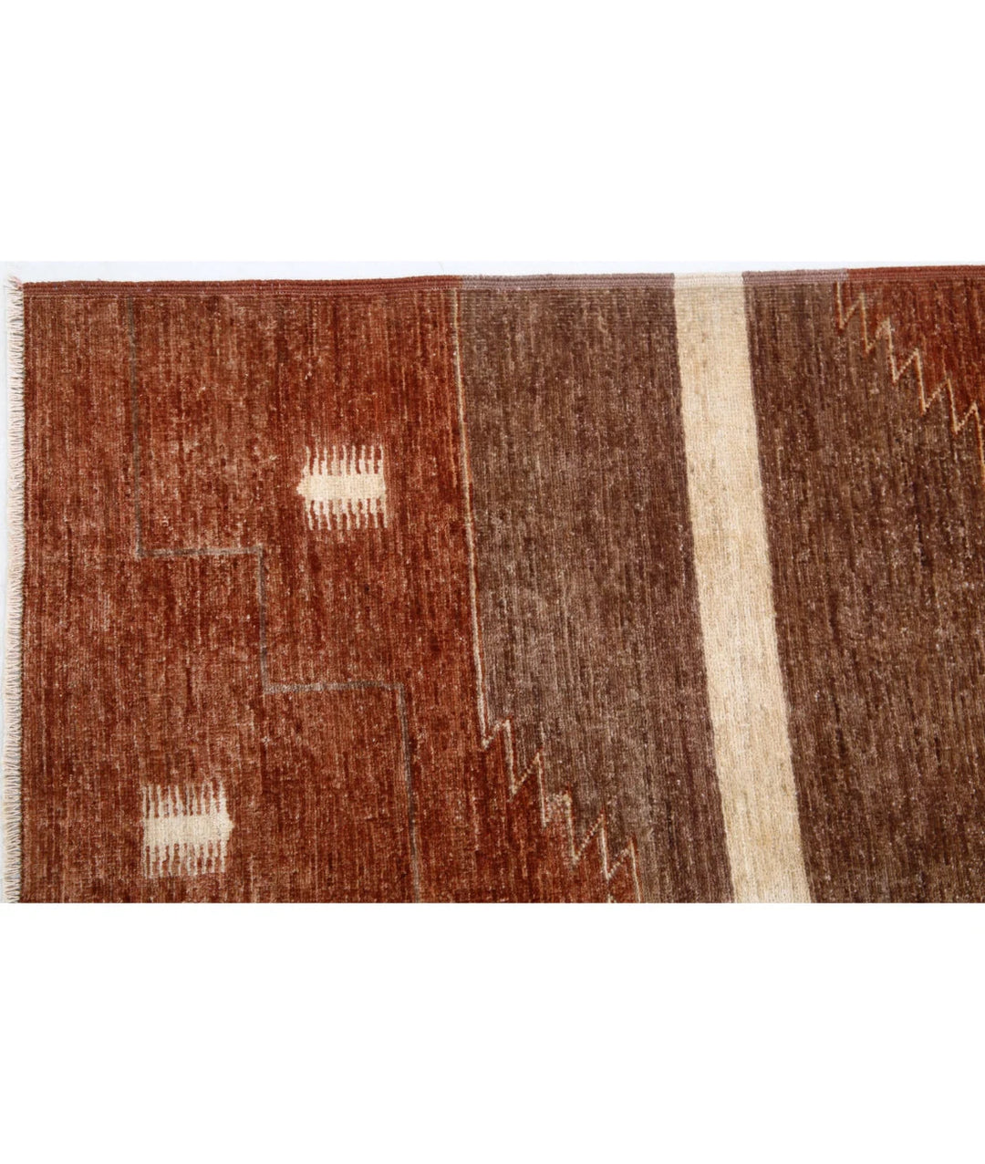 Beige Afghan Modcar Rug 6' 2" x 7' 9" Hand-Knotted | No. AT33897
