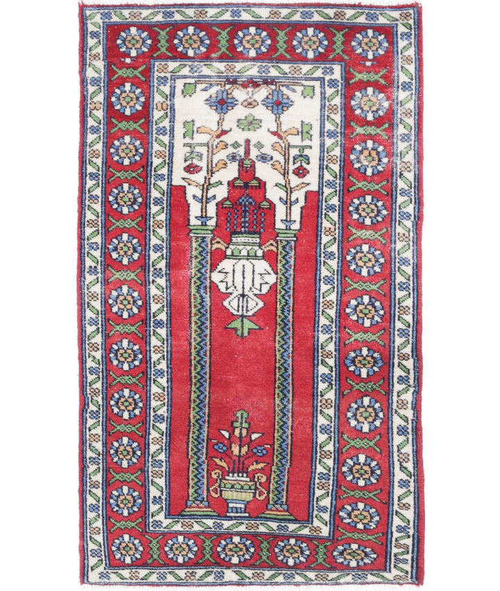 Pakistani Prayer Rug 1' 10" x 3' 1" Hand-Knotted | No. AT33968