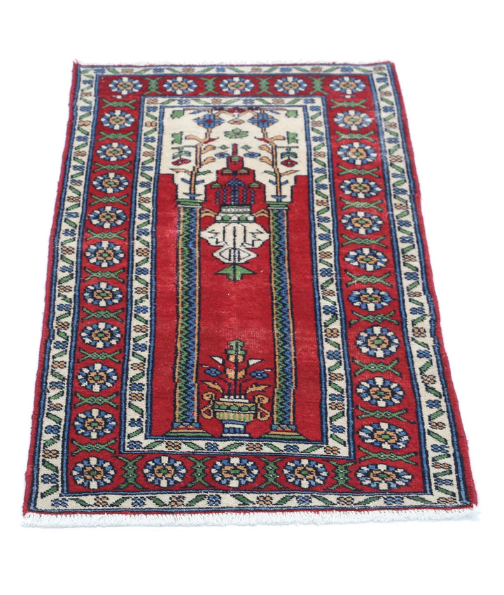 Pakistani Prayer Rug 1' 10" x 3' 1" Hand-Knotted | No. AT33968