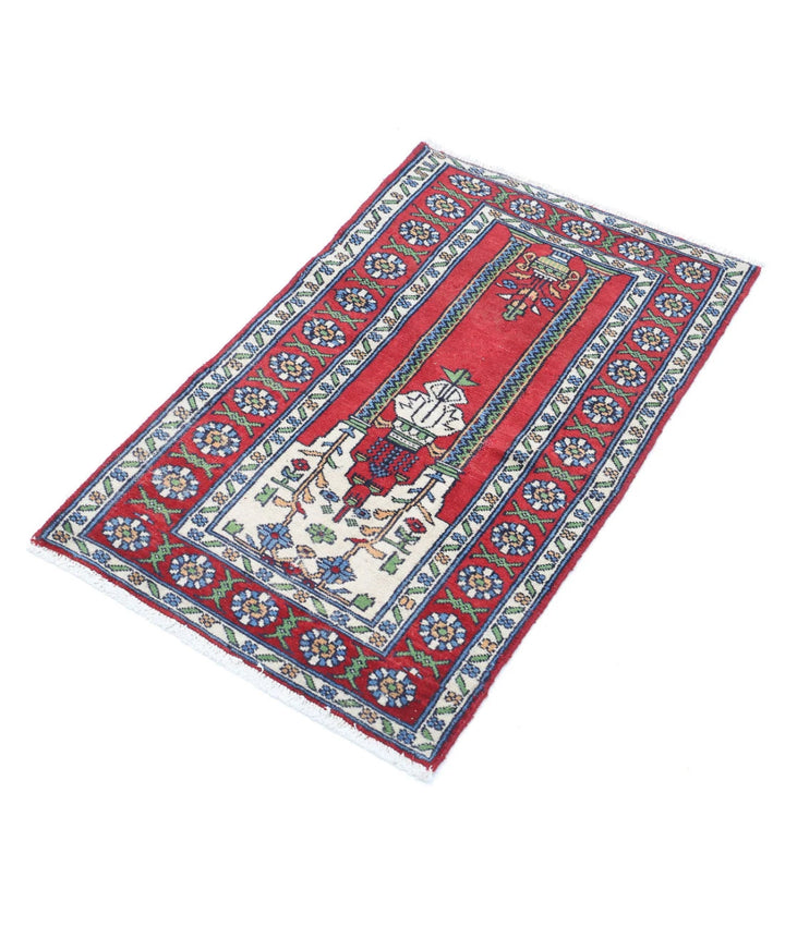 Pakistani Prayer Rug 1' 10" x 3' 1" Hand-Knotted | No. AT33968